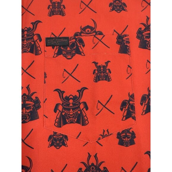 Retro Rifle McDojoLife Mens Shirt Red Samurai All Over Size Large Button Down - Picture 5 of 13